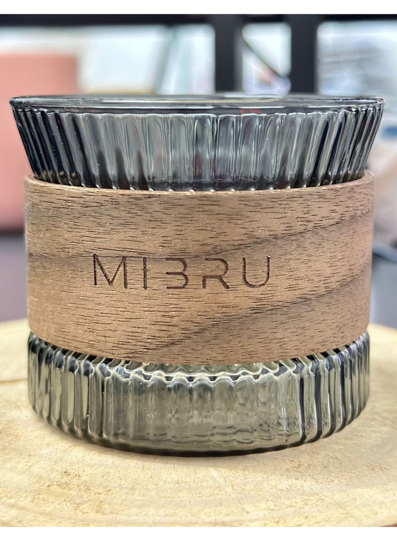 MIBRU Coffee Glass Cup Wooden Ring Holder Small 130ml  - Image 1