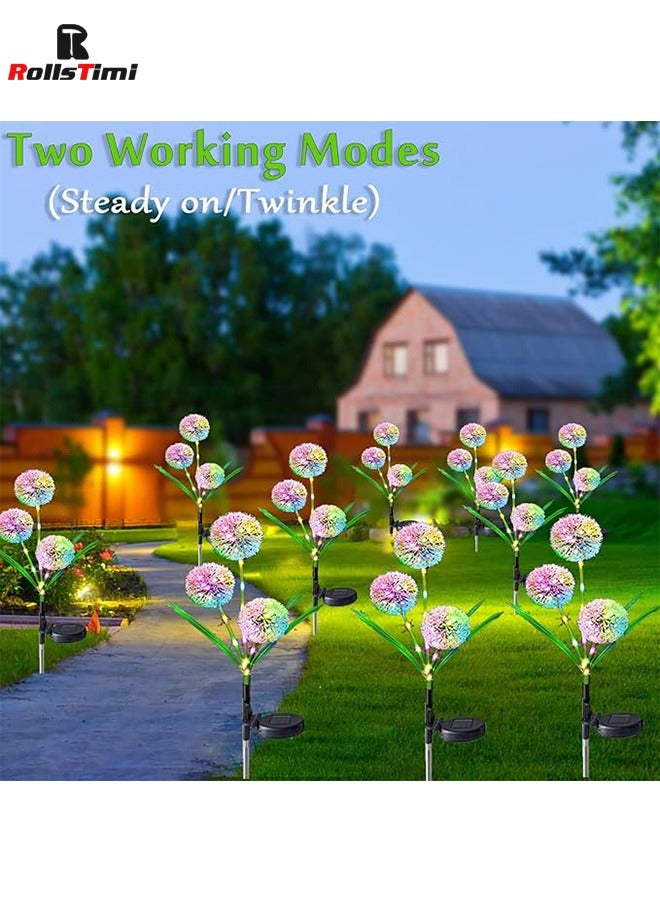 RollsTimi  Solar Garden Lights Outdoor Decor, 2 Pack Upgraded Solar Powered Dandelion Flower Lights with 36 Bright Colorful LEDs IP65 Waterproof for Yard, Patio, Lawn, Garden, Pathway Decoration - Image 4