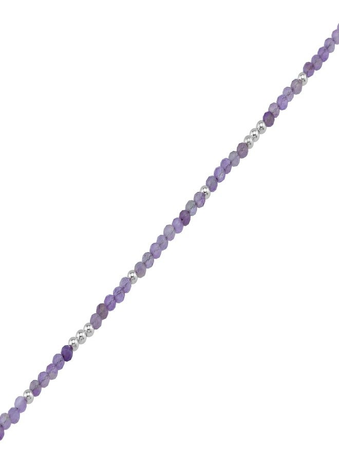 Silvershake 2MM Petite Natural Purple Amethyst Gemstone Bead 925 Sterling Silver Minimalist 9.5 to 10.5 Inch Adjustable Anklet Jewelry for Women February Birthstone Size 9.5 - Image 2