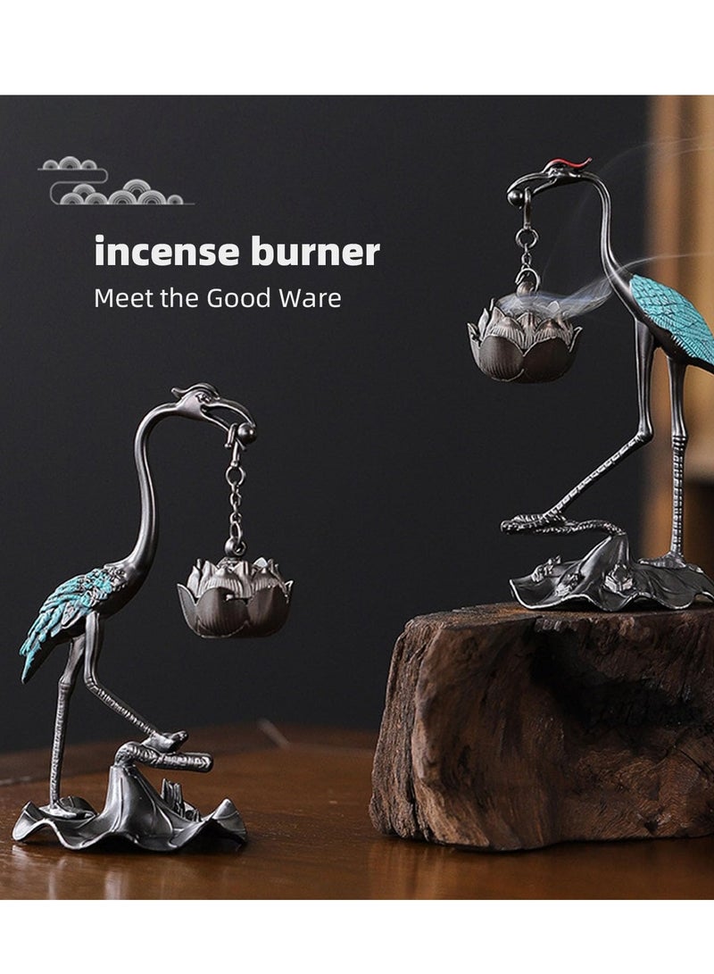 Excefore Incense Cones Holder with Hanging Lotus Zinc Incense Holders with 5 Pack Home Decoration Crane Incense Cones Burner Home Decor, Bedroom and Living Room Aromatherapy Decoration - Image 5