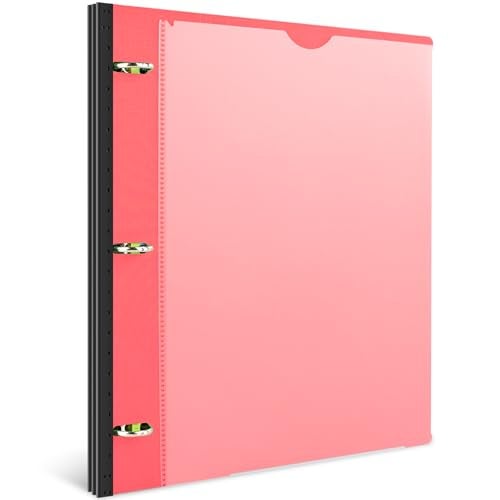 INFUN 1 Inch Telescoping 3 Ring Binder - 1PCS,Flexible Round Binder with Customizable Front Cover and Clear Catalog Pocket, 1 Inch Rings, 225 Sheet Capacity-Red - Image 1