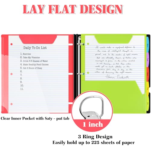 INFUN 1 Inch Telescoping 3 Ring Binder - 1PCS,Flexible Round Binder with Customizable Front Cover and Clear Catalog Pocket, 1 Inch Rings, 225 Sheet Capacity-Red - Image 3