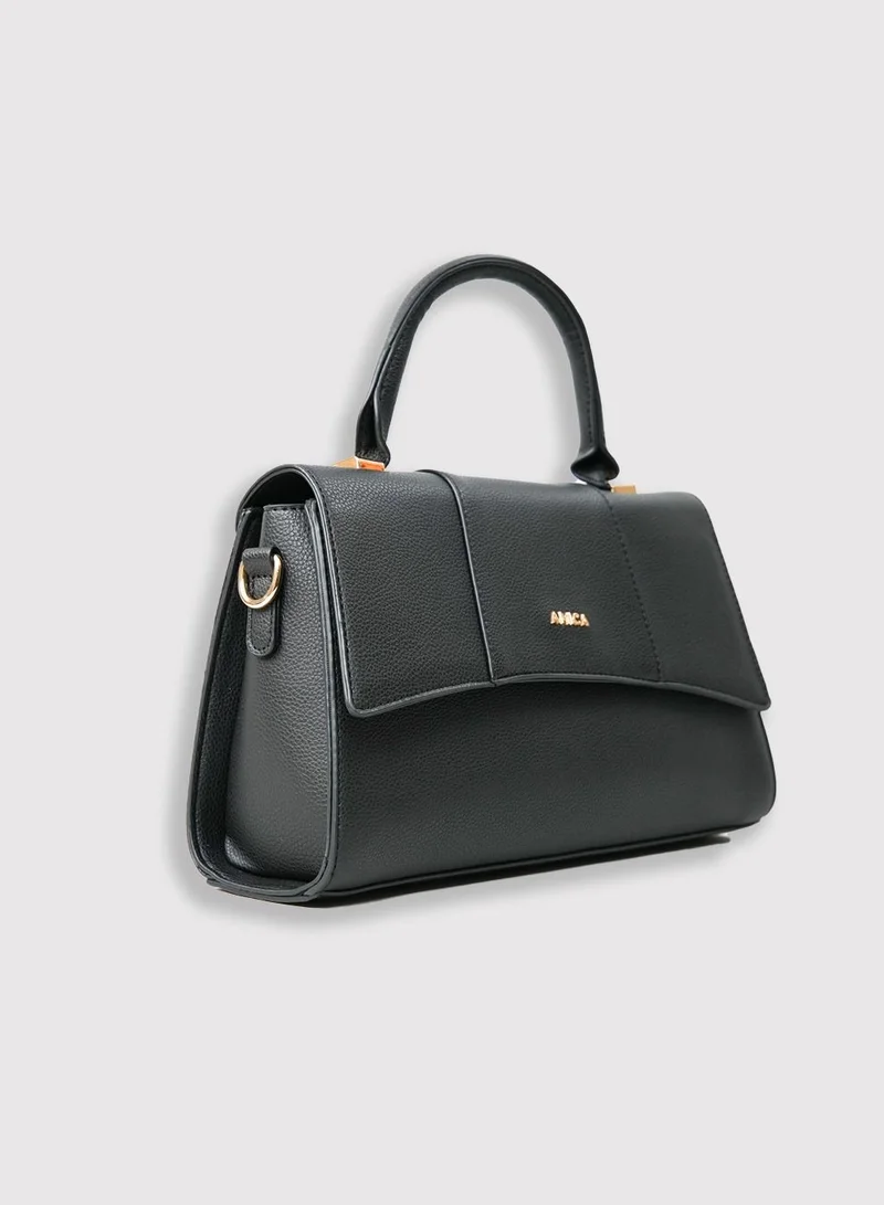AMICA Solana Hourglass Top Handle Mini Crossbody Bag for Women- Black