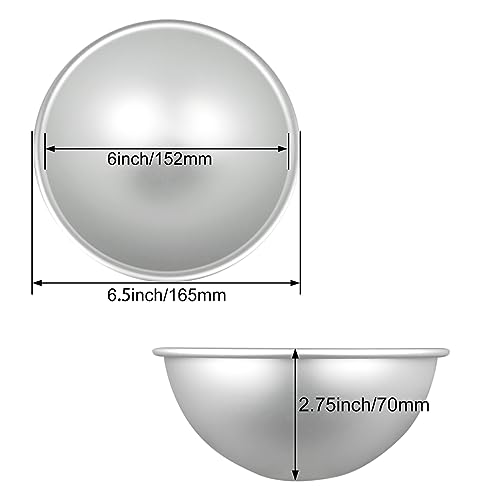 Qicfrk 2 Pcs Cake Sphere Pan 6.5 Inche 3D Half Sports Ball Cake Pan Anodized Aluminum Hemisphere for Birthday Create Any Ball Shaped Cake DIY - Image 2