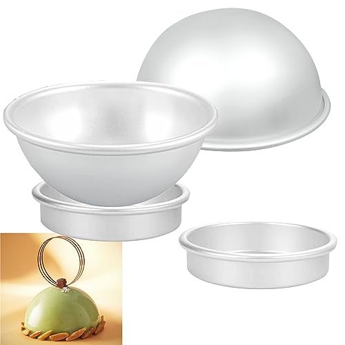 Qicfrk 2 Pcs Cake Sphere Pan 6.5 Inche 3D Half Sports Ball Cake Pan Anodized Aluminum Hemisphere for Birthday Create Any Ball Shaped Cake DIY - Image 1