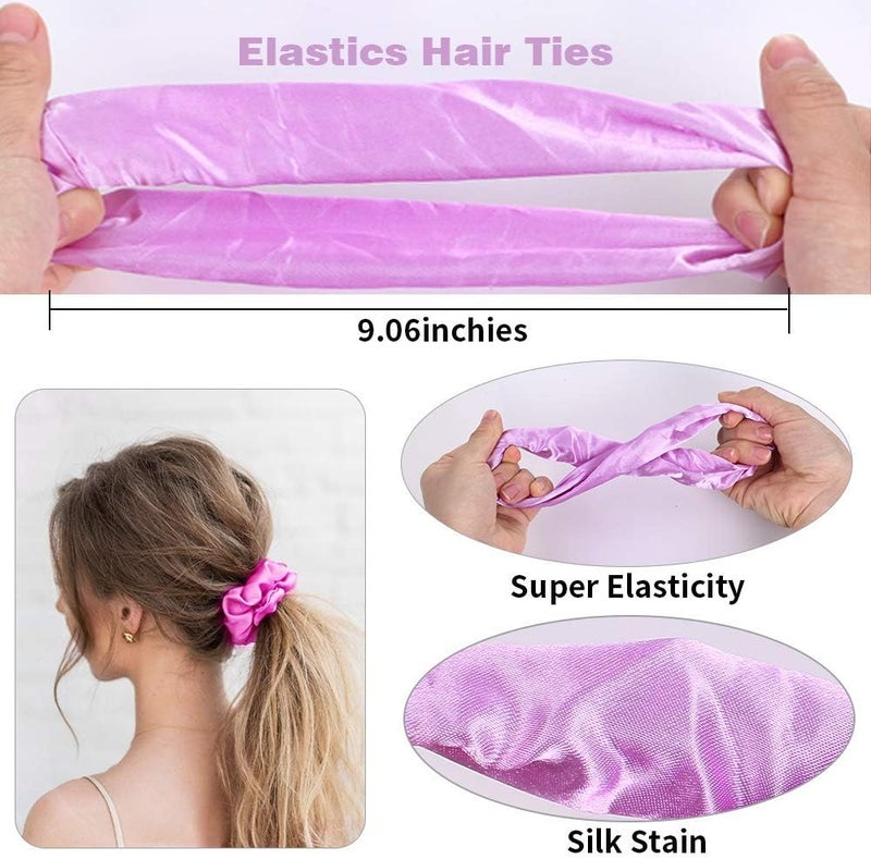 Yanwenx 50 Satin Hair Scrunchies in Multiple Colors - Silk Accessories for Curly Hair, Teens and Girls - With Gift Bag - Image 4