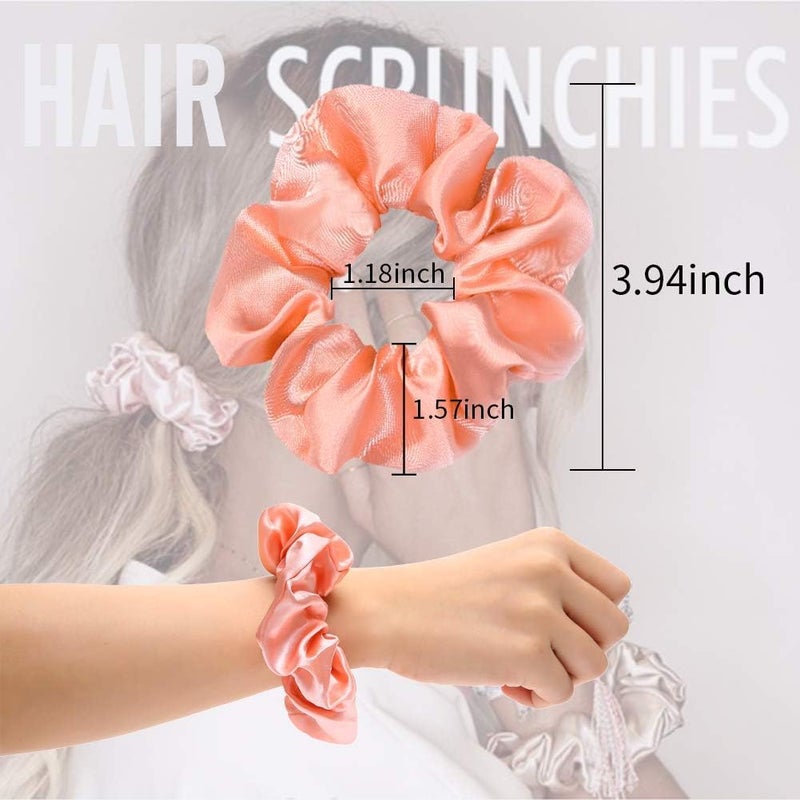 Yanwenx 50 Satin Hair Scrunchies in Multiple Colors - Silk Accessories for Curly Hair, Teens and Girls - With Gift Bag - Image 3