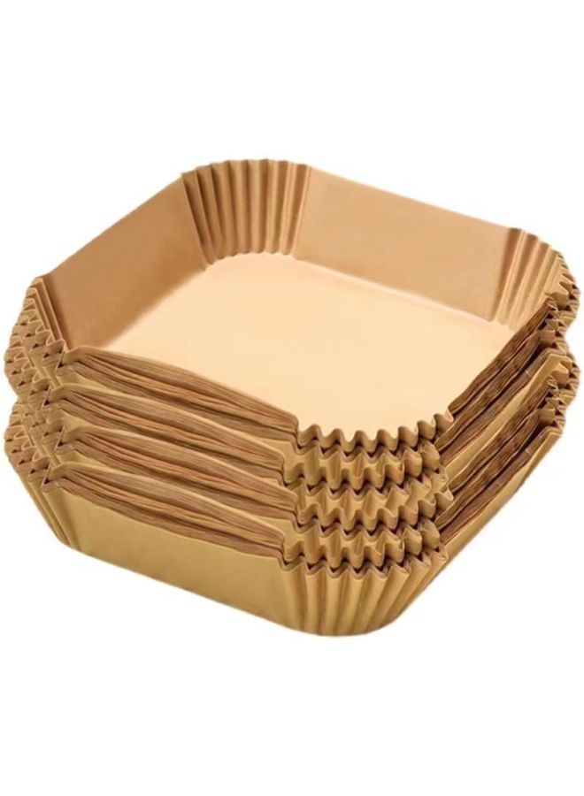 Air Fryer Special Paper Plate Household High Temperature Resistant Oil Absorbing Paper Pad Food Grade Special Paper Round Square Baking Paper-Specifications:Square  Fryer Paper 16 ] - Image 1