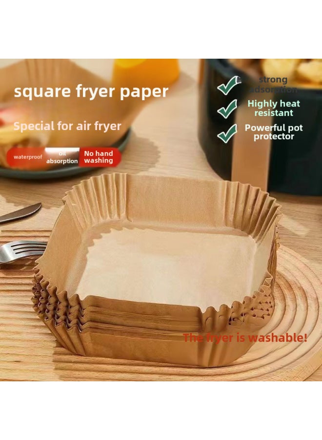 Air Fryer Special Paper Plate Household High Temperature Resistant Oil Absorbing Paper Pad Food Grade Special Paper Round Square Baking Paper-Specifications:Square  Fryer Paper 16 ] - Image 2
