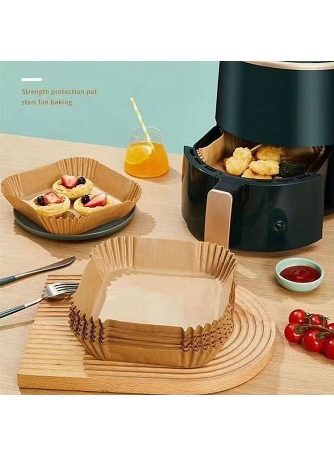 Air Fryer Special Paper Plate Household High Temperature Resistant Oil Absorbing Paper Pad Food Grade Special Paper Round Square Baking Paper-Specifications:Square  Fryer Paper 16 ] - Image 3