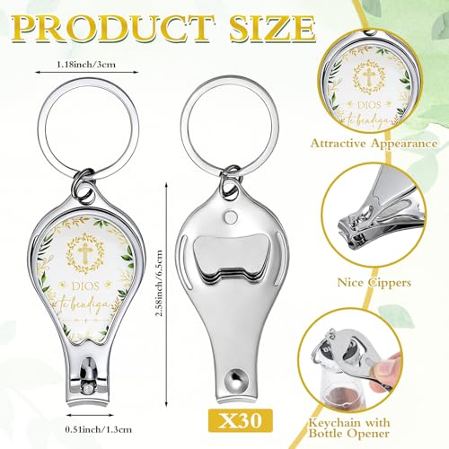 Shknldzsm 30 Sets Baptism Party Favors for Guests Catholic Recuerdos De Bautizo Para Niño Niña Baptism Bottle Opener Nail Clippers Keychains Thank You Card for Birthday First Communion - Image 2