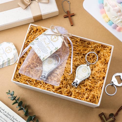Shknldzsm 30 Sets Baptism Party Favors for Guests Catholic Recuerdos De Bautizo Para Niño Niña Baptism Bottle Opener Nail Clippers Keychains Thank You Card for Birthday First Communion - Image 4