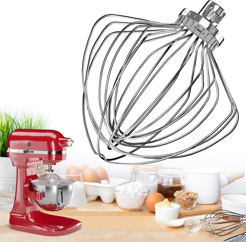 XINCAN ملحق خفق سلكي من الفولاذ المقاوم للصدأ 11 سلكًا من طراز KN211WW لخلاط KitchenAid Bowl-Lift ذو وعاء سعة 7 كوارت، بديل خفاقة من الفولاذ المقاوم للصدأ لخلاط Kitchen Aid، آمن للغسيل في غسالة الأطباق، خفاقة للبيض والكريمة الثقيلة. - Image 2