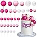 RASSLISA Ball Cake Topper Ball Cake Picks Colorful Pearl Ball Shaped Cupcake Insert Cake Topper for Bear Theme Birthday Party Favors Wedding Decoration Pink White Hot Pink - Image 3