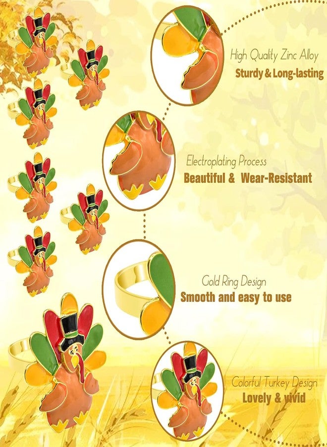 Legigo Set of 6 Turkey Napkin Rings for Table Decorations- Thanksgiving Napkin Holder Fall Napkin Rings for Thanksgiving Dinner Wedding Banquet Family Gatherings Table Settings Decor Present - Image 3