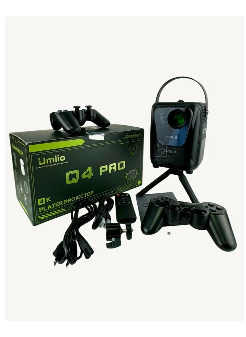 Umiio Umiio Q4 Pro Android Player Projector 4K Resolution Portable Intelligent Projector Matching Game Controller HDMI HD Interface Projector  - Image 1