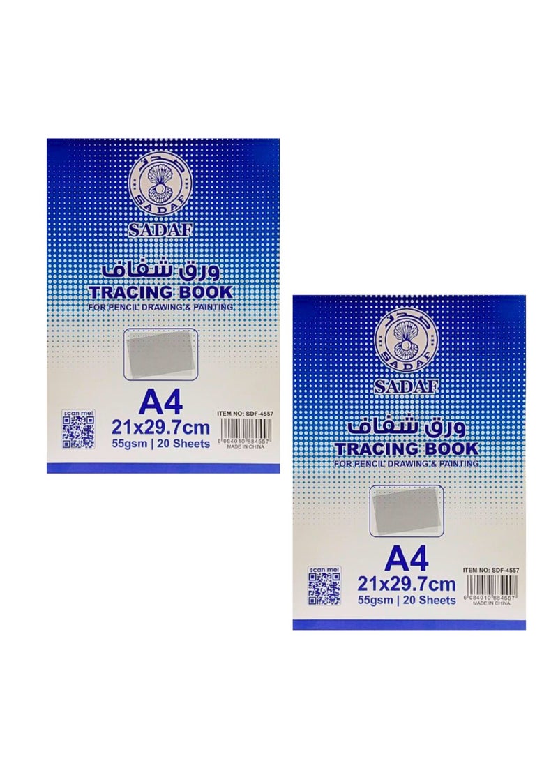 Sadaf كتاب تتبع للرسم بالقلم الرصاص والطلاء A4 55GSM 20 ورقة (عبوة من 2) - Image 1