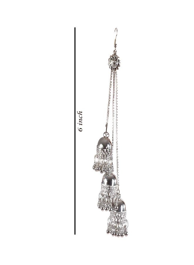 Prink Antique Oxidized Silver Earrings for Women, Silver - Image 3