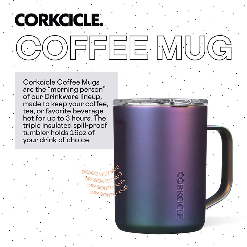 Corkcicle Triple Insulated Coffee Mug with Lid and Handle, Dragonfly, 16 oz – Stainless Steel Travel Mug Keeps Beverages Hot for 3+ Hours – Non-Slip, Easy-Grip, Spill-Resistant Tumbler - Image 2