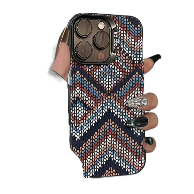 غطاء واقي بAcrylic لـ iPhone 16 / 16 Plus / 16 Pro / 16 Pro Max مع مقاوم للصدمات وحماية من السقوط مع مقاوم للصدمات مع نسيج منسوج مع قبضة مضادة للانزلاق باللون أبيض مضاد للانزلاق م. - Image 2