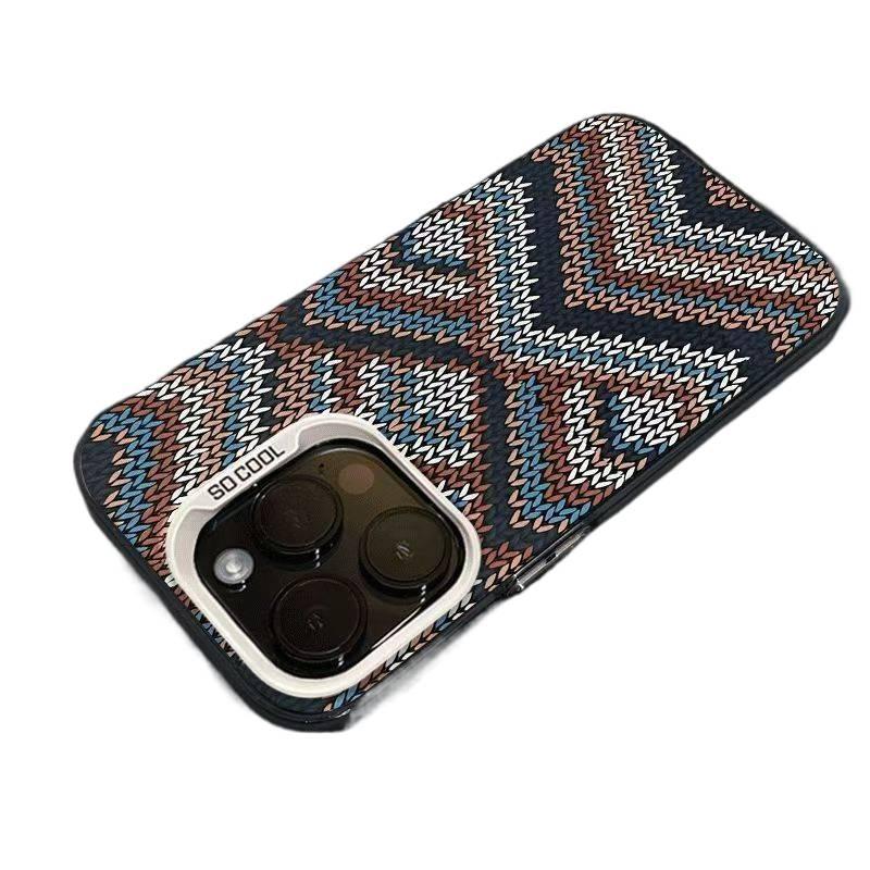 غطاء واقي بAcrylic لـ iPhone 16 / 16 Plus / 16 Pro / 16 Pro Max مع مقاوم للصدمات وحماية من السقوط مع مقاوم للصدمات مع نسيج منسوج مع قبضة مضادة للانزلاق باللون أبيض مضاد للانزلاق م. - Image 1