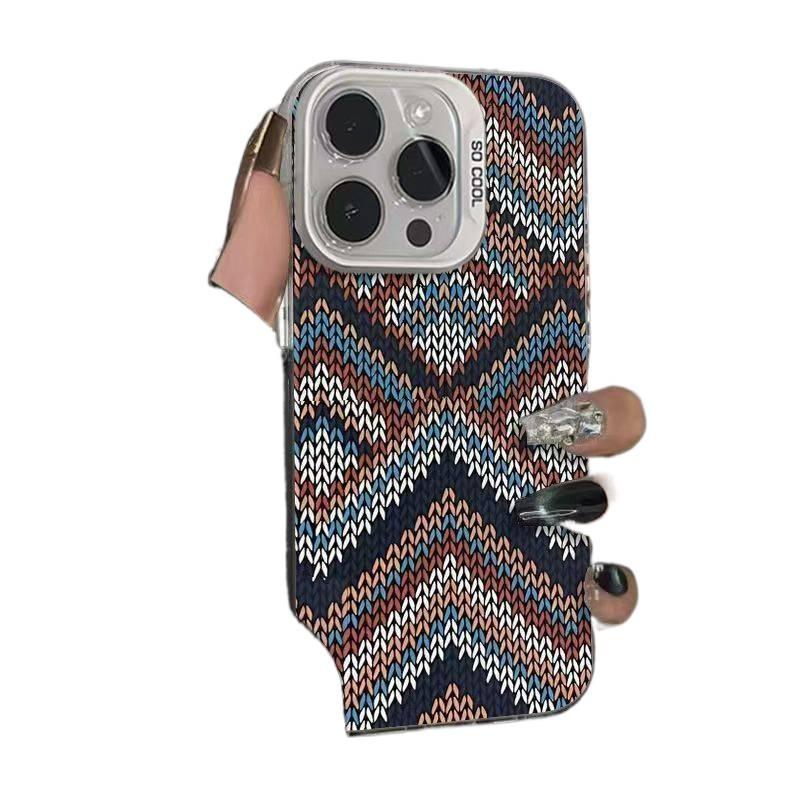 غطاء واقي بAcrylic لـ iPhone 16 / 16 Plus / 16 Pro / 16 Pro Max مع مقاوم للصدمات وحماية من السقوط مع مقاوم للصدمات مع نسيج منسوج مع قبضة مضادة للانزلاق باللون أبيض مضاد للانزلاق م. - Image 3