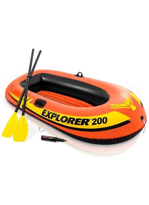 Explorer 200 Inflatable Boat Set with Oars and Pump for 2 Person Size 185x94x41cm.