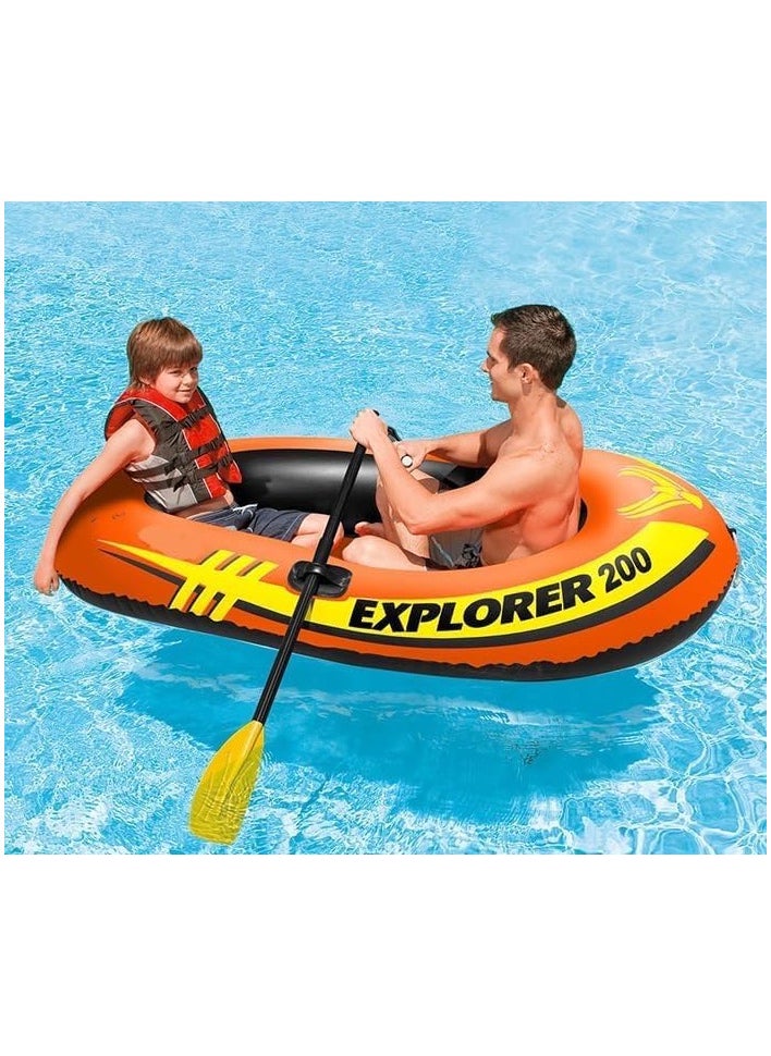 INTEX - Explorer 200 Inflatable Boat Set with Oars and Pump for 2 Person Size 185x94x41cm. - Image 1
