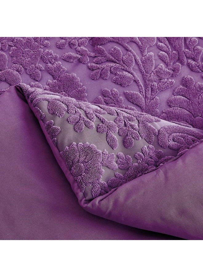 Sunshine Nicole Velvet Jacquard Comforter Set, Velvet Jacquard Face and Brushed Solid Microfiber Reverse, with Light Weight Soft Poly Fill, 3 Pieces Purple, Queen - Image 5