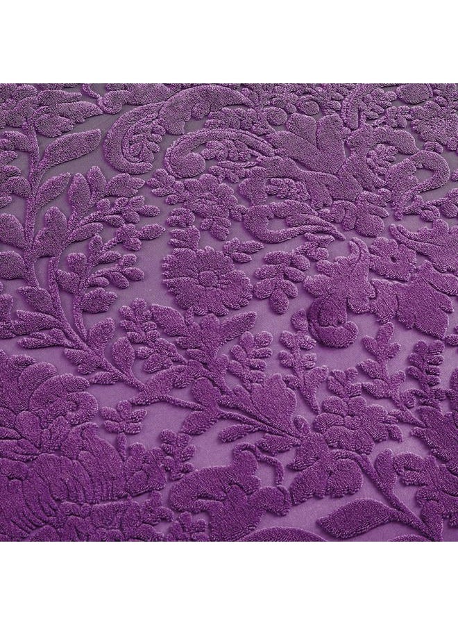 Sunshine Nicole Velvet Jacquard Comforter Set, Velvet Jacquard Face and Brushed Solid Microfiber Reverse, with Light Weight Soft Poly Fill, 3 Pieces Purple, Queen - Image 4