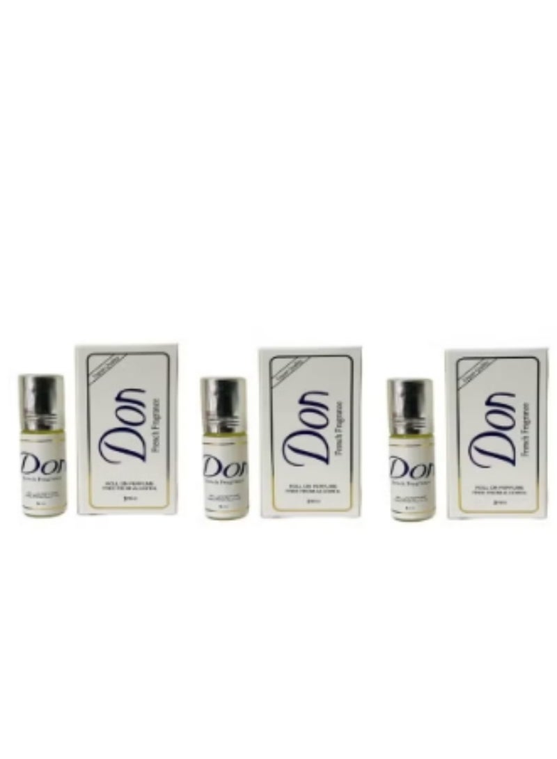 3 حبه عطر دون مركز رول اون برفيوم خالي من الكحول - 2.5x3 مل