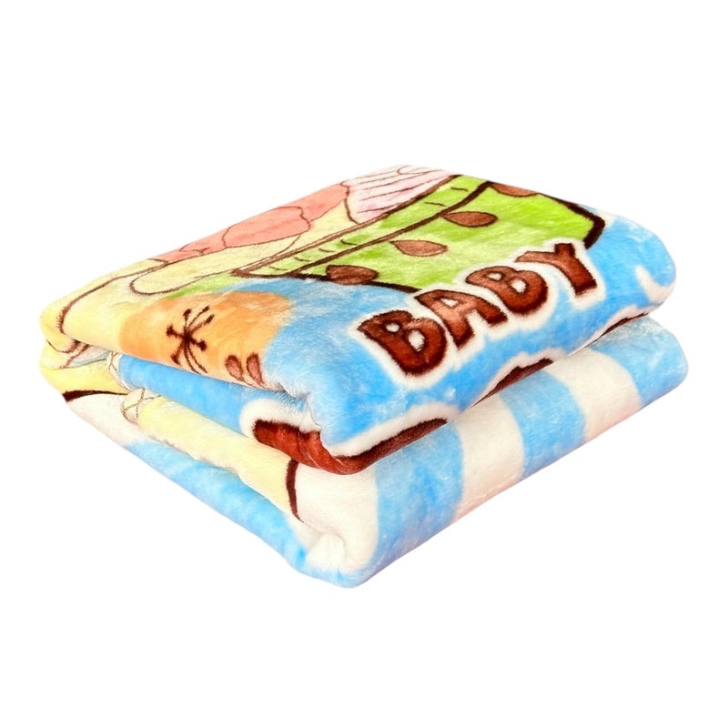 PWI Newborn Cloudy Baby's All Season Ultra Soft Double Layer Blanket/Wrapper for Baby (0-3 Years)(90x110cm)-Multi - Image 2