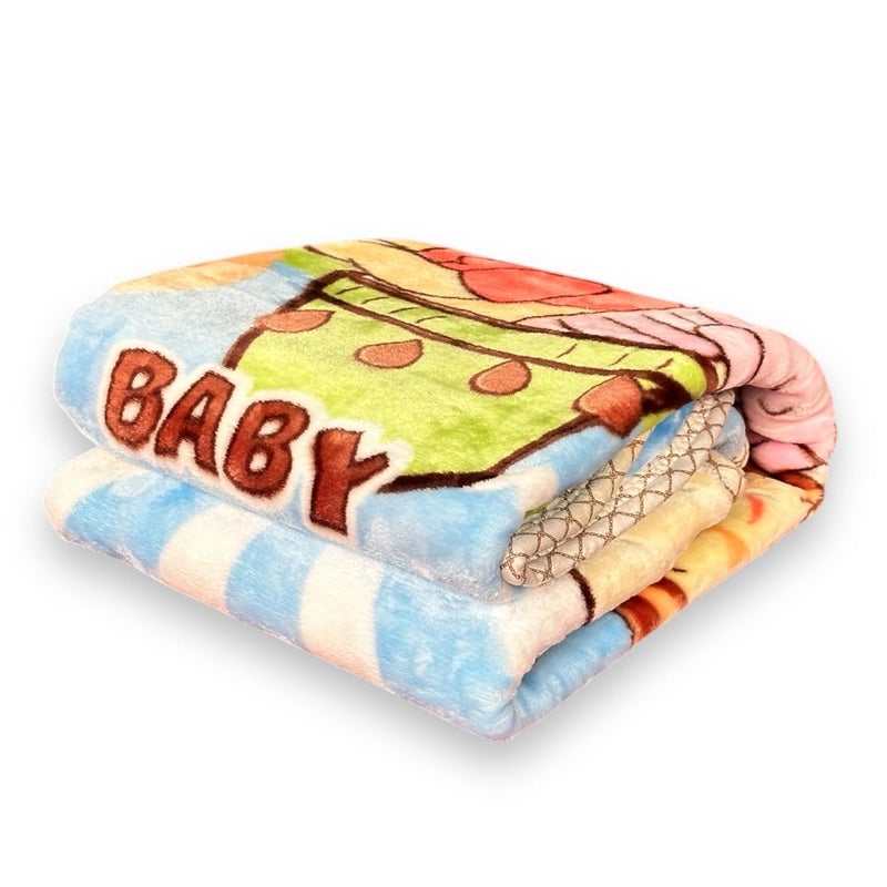 PWI Newborn Cloudy Baby's All Season Ultra Soft Double Layer Blanket/Wrapper for Baby (0-3 Years)(90x110cm)-Multi - Image 1