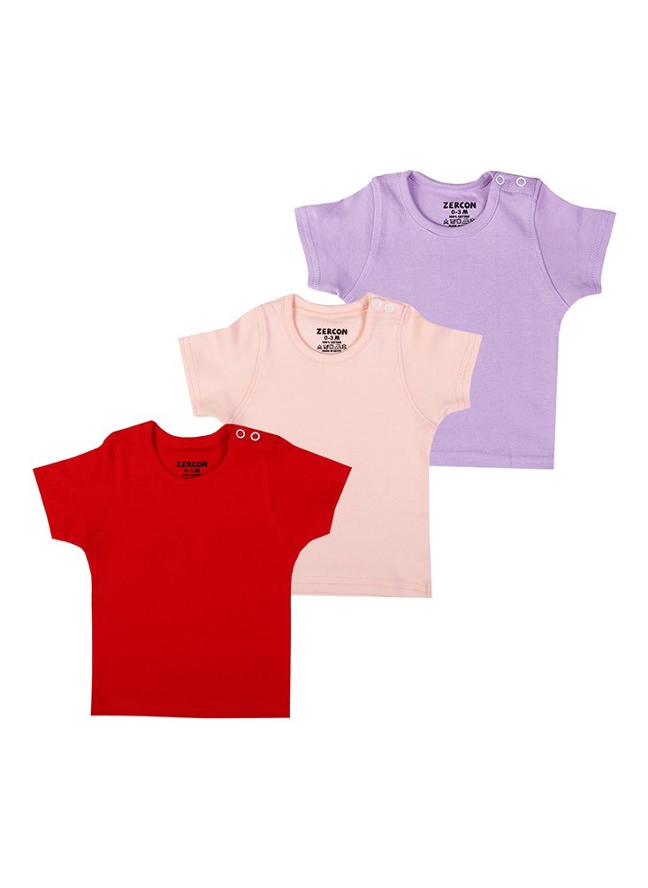 Zercon Underwear Set of 3 Colored Undershirts for Newborn Girls  - Image 1