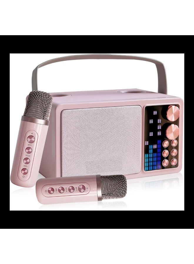 JAJEEK Portable Karaoke Machine with Wireless Microphones & LED Music Rhythm Lights – Bluetooth Speaker PA System, Supports TF/USB/AUX – Ideal for Home Parties, KTV & Outdoor Events - Image 1