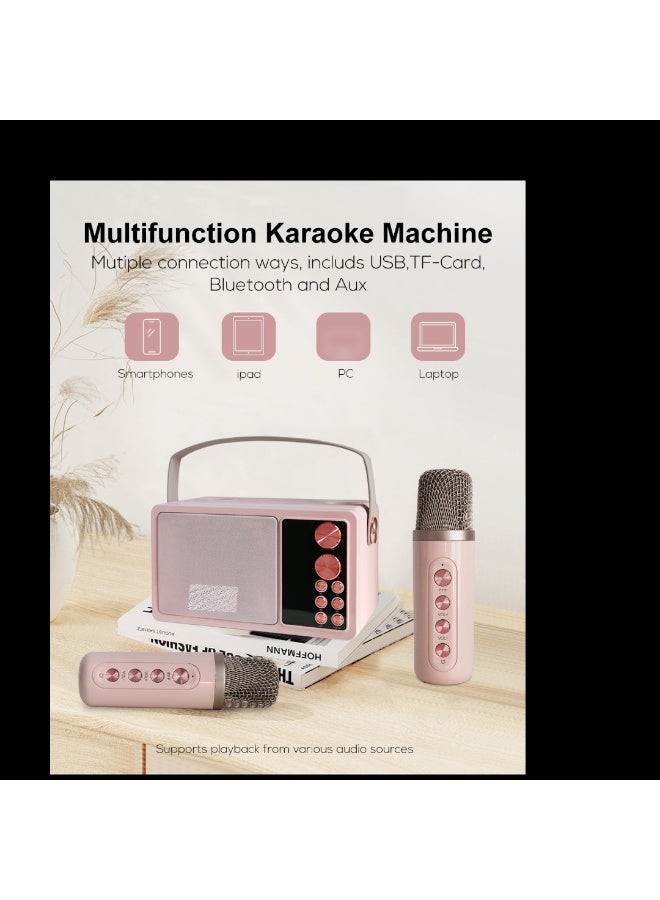 JAJEEK Portable Karaoke Machine with Wireless Microphones & LED Music Rhythm Lights – Bluetooth Speaker PA System, Supports TF/USB/AUX – Ideal for Home Parties, KTV & Outdoor Events - Image 2