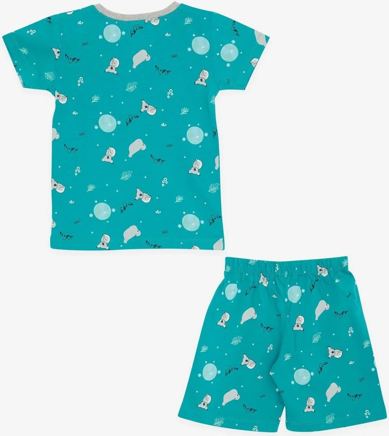 بريز Girls & Boys Baby Boy Shorts Pajama Set Kuala Patterned 9 Months-3 Years, Petrol Green