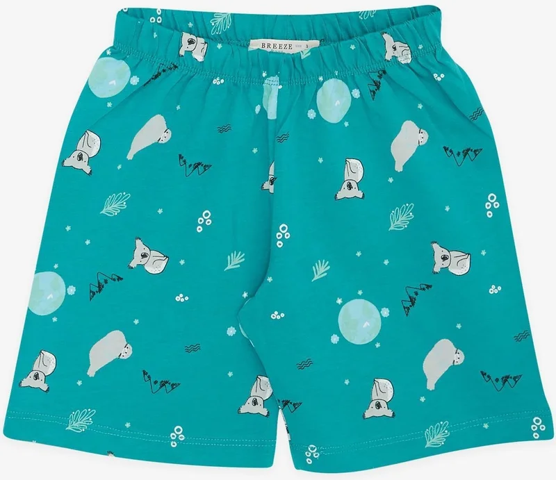 بريز Girls & Boys Baby Boy Shorts Pajama Set Kuala Patterned 9 Months-3 Years, Petrol Green
