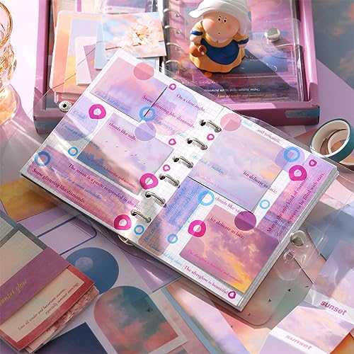 HASTHIP® 150Pcs Aesthetic Journaling & Scrapbooking Kit Sunset Glow Themed Stickers, Papers, Washi Tapes & Planner Supplies for DIY Crafts, Cards, and Gift Decoration(Sunset Glow) - Image 5
