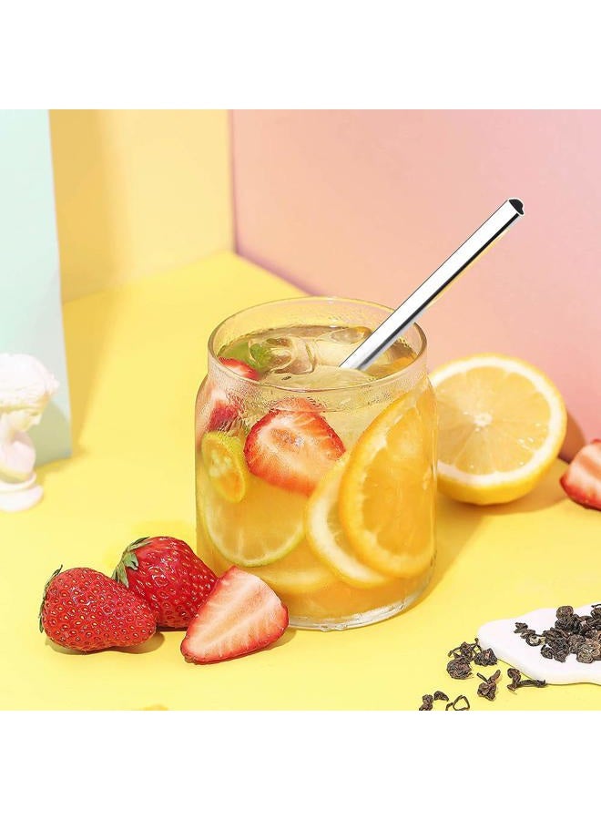 Tomorotec [18 PCS] New Heart Shape Metal Straws 304 Food Grade Stainless Steel, Bulk Reusable Stainless Steel Straw Set with Cleaning Brushes for Tumblers Beverage Drinks Cocktail (Silver) - Image 5