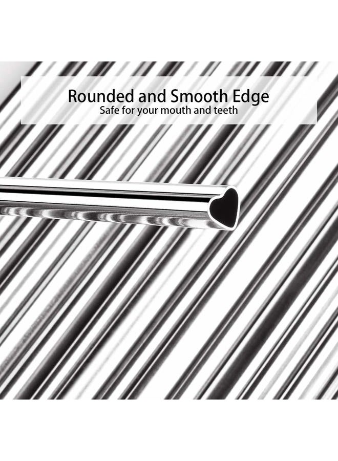 Tomorotec [18 PCS] New Heart Shape Metal Straws 304 Food Grade Stainless Steel, Bulk Reusable Stainless Steel Straw Set with Cleaning Brushes for Tumblers Beverage Drinks Cocktail (Silver) - Image 3