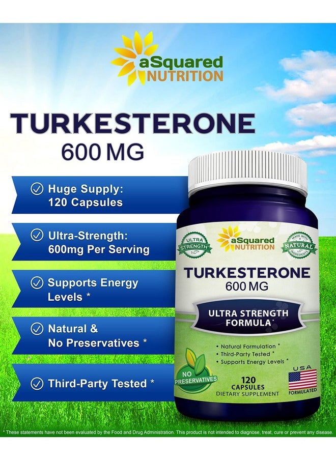 aSquared Nutrition - Turkesterone Supplement 600Mg 120 Capsules Ajuga Turkestanica Extract Powder Turkesterone Supplement Complex Pills Natural Formulation - Image 1