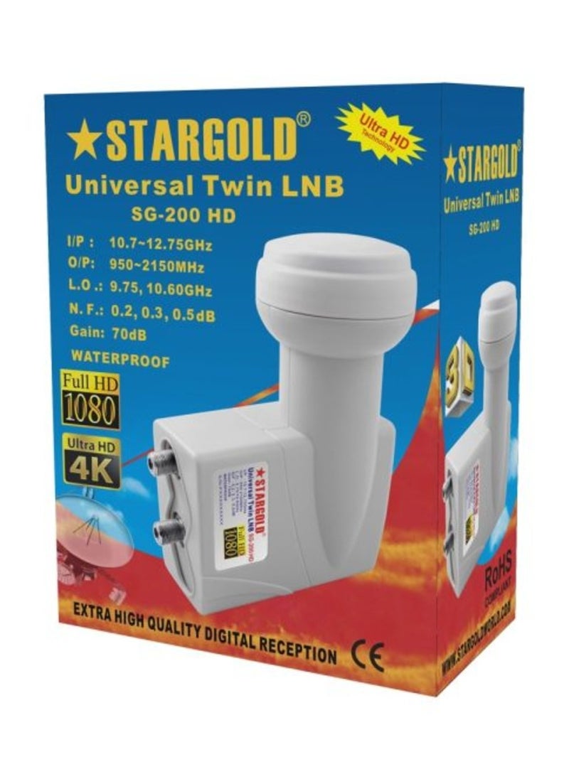 Universal Twin LNB with High Gain and Multi-Satellite Compatibility