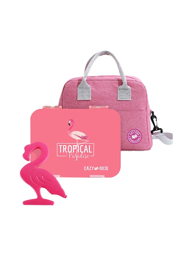 Eazy Kids Set of 4 Flamingo Reusable Hard Ice Packs for Lunch bags - Pink  - Image 1