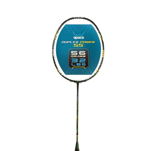 Apacs Duplex Power 55 (56G | World’s Lightest | 32LBS | Copper Fuse Tech for Reduced Vibration) 50T Carbon Fibre Badminton Racket with Full Cover (Gold) - Image 1