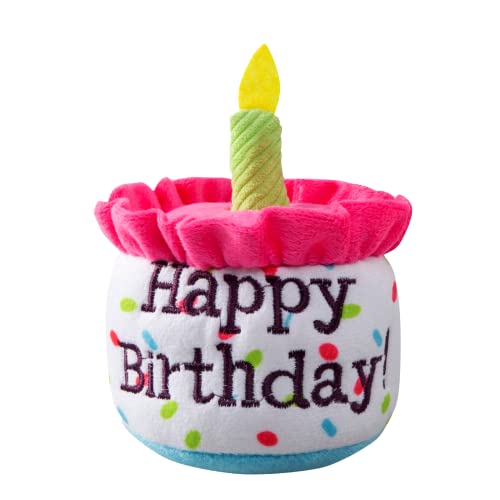 Ushang Pet Dog Birthday Cake Toy Happy Birthday Cake Shaped Squeaky Dog Toys for Medium Large Dogs Funny Dogs Gifts Plush Dog Party Toys Large Pink - Image 1