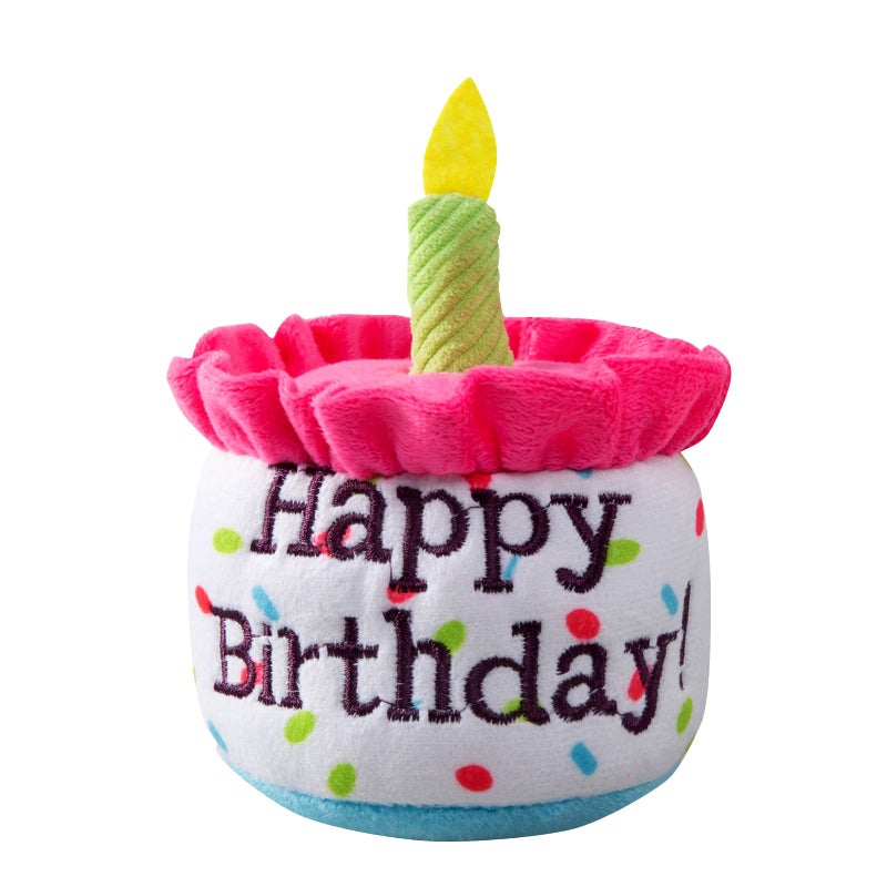 Ushang Pet Dog Birthday Cake Toy Happy Birthday Cake Shaped Squeaky Dog Toys for Medium Large Dogs Funny Dogs Gifts Plush Dog Party Toys Large Pink - Image 2