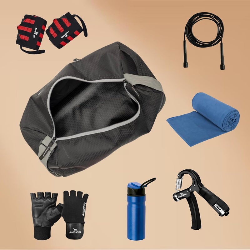 Mayor Prime Gym Bag | Fitness Bag | Duffle Gym Bag | Sports Kit Bag, with Adjustable Shoulder Strap & Side Pocket for Men & Women (Grey) - Image 5