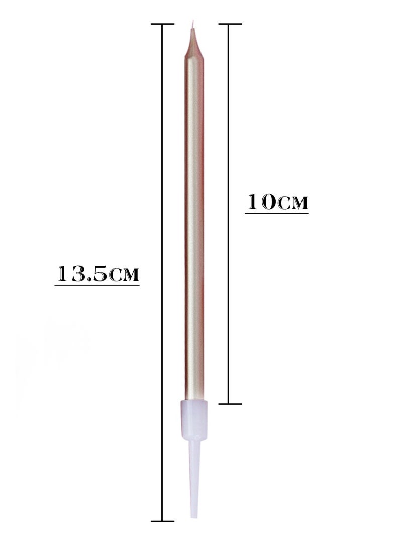 l&wen 6 PCS Candles Set, Metallic Long Thin Birthday Candles with Holders, Glitter Party Candles for Birthday, Wedding, Party Decorations (Champagne Gold) - Image 5