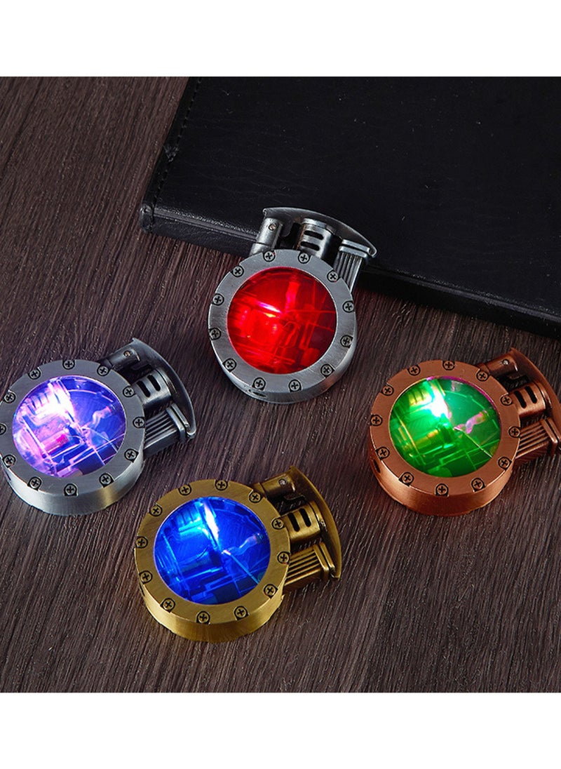 Gas Lighter Retro Round Windproof LED Light (Gas Not Included Rose Gold)